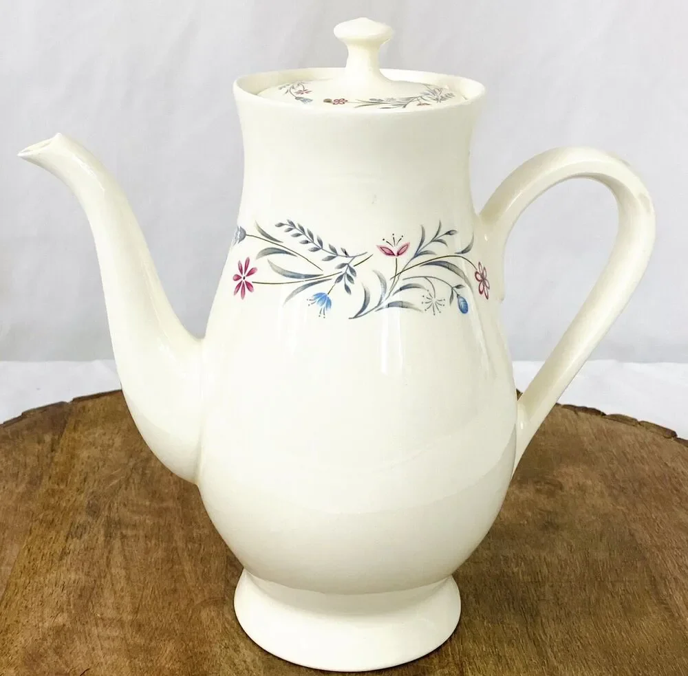 Vintage Chalet Coffee Pot Floral Ceramic Japan Oven Detergent Proof